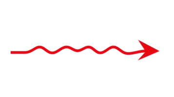 Curved red line leading to an arrow pointing right on a white background png
