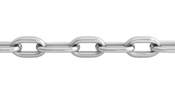 Metal chain link isolated on a white background displaying shiny and polished surface details png