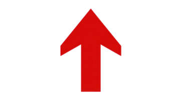 Bright red upward pointing arrow graphic on a white background for directional indication png