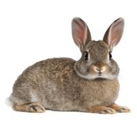 Cute rabbit sitting calmly on white background in a relaxed pose png