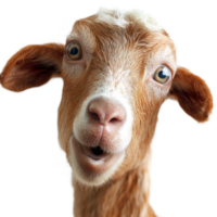 Curious goat with expressive features isolated on a white background, showcasing its playful personality png