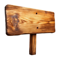 Rustic wooden sign with natural grain isolated on a white background for versatile design use png