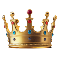 Golden crown adorned with colorful gems, suitable for royal celebrations and costume parties png