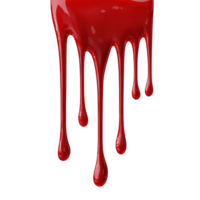Rich red paint dripping from a surface, creating elongated droplets directed downwards png