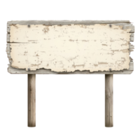 Weathered wooden sign on two posts ideal for customizable messages in outdoor settings png