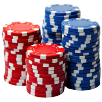 Stacks of red and blue poker chips in an isolated setting perfect for game nights and casino themes png