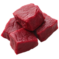 Fresh raw beef cuts stacked neatly for cooking or meal preparation in a kitchen setting png