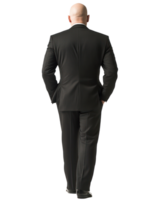 Businessman in a formal suit walking confidently in a professional setting isolated on a white background png