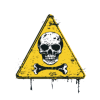 Warning sign with skull and crossbones in a triangular shape on a white background png