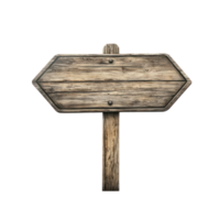 Wooden directional sign on a post ready for customization in a natural setting png