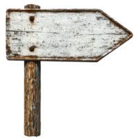 Rustic wooden sign with an arrow pointing right, isolated on a white background for directional guidance png