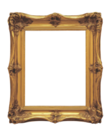 Ornate golden frame with intricate details for artwork display on a clean background png