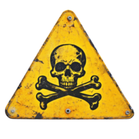 Warning sign with skull and crossbones indicating danger or toxicity in a cautionary setting png