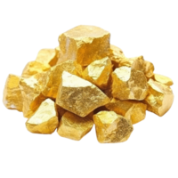 Natural golden nuggets isolated on a white background showcasing their shiny and textured surfaces png