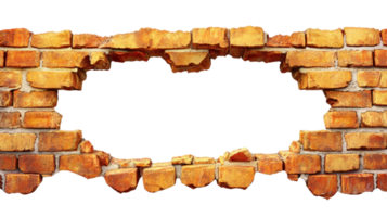 Broken brick wall section revealing empty space for creative design ideas png