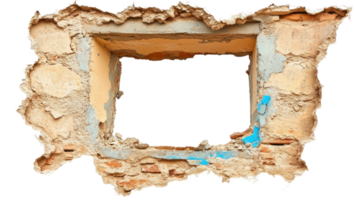 Roughly Textured Wall with Window Opening in Abandoned Building Interior png