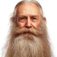 Elderly man with long white beard smiling, isolated against a plain background png