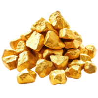 Golden nuggets arranged in a pile showcasing their shiny, metallic surface under bright light png