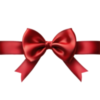 Elegant red satin bow with ribbon, perfect for gifts, decorations, or special occasions, isolated on white background png