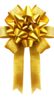 Golden ribbon bow designed for festive celebrations and special occasions png