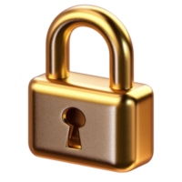 Shiny golden padlock isolated on a white background representing security and protection png