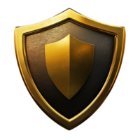 Golden shield emblem design showcasing a polished finish with a strong, protective symbolism png