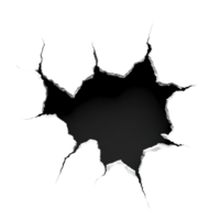 Crumbling wall with a large black hole revealing emptiness behind the surface png