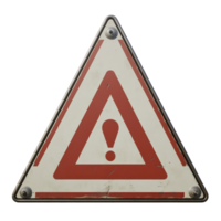 Warning sign with exclamation mark indicating caution along a roadway or construction site png