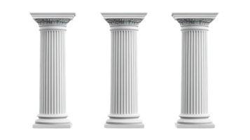 Three isolated classic columns showcasing architectural elegance and intricate design details png