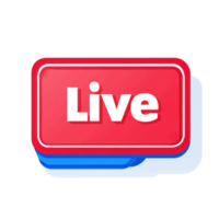 Vibrant red live notification graphic designed for online streaming platforms png