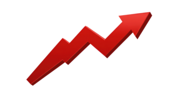Red upward arrow symbolizing growth and increase in business performance over time png