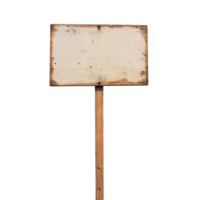 Blank wooden sign on a post isolated against a white background ready for customization png