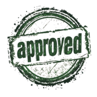Bold approval stamp with textured design and vintage style, ideal for endorsements and promotions png