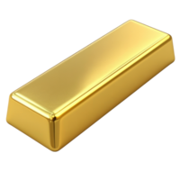 Gold bullion bar isolated on white background showcasing its shiny surface and rectangular shape png