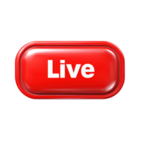 Bold red button with the word Live, isolated on a white background, signaling real time engagement png