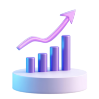 Growth chart with ascending bars and upward arrow illustrating business success and trend analysis png