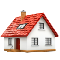 Charming isolated house with a red roof, white walls, and a welcoming door highlighted against a plain background png