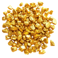 Natural gold nuggets isolated on a white background showing their unique shapes and shiny surfaces png