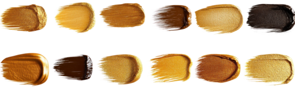 Various shades of metallic paint swatches arranged in a visually appealing isolated layout png