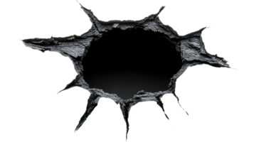 Cracked wall opening revealing a dark void with sharp edges png