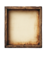 Decorative wooden frame with aged finish ready for artwork display or customization png