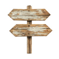 Rustic wooden signpost with two empty arrows indicating direction for wayfinding png