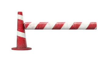 Traffic safety barrier with red and white stripes on an isolated background png