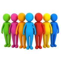 Group of colorful cartoon characters standing together in a friendly arrangement showcasing diversity and teamwork png