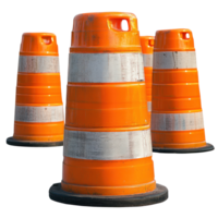 Traffic cones arranged in a construction area highlighting safety measures png