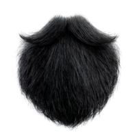Black fluffy beard isolated on a white background, perfect for creative designs and illustrations png