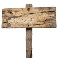 Weathered wooden signpost standing isolated against a white background showcasing rustic charm png