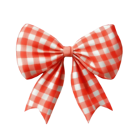 Gingham pattern bow in vibrant red and white colors suitable for various decorative purposes png