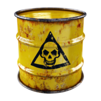 Hazardous waste barrel with warning symbol isolated on white background png