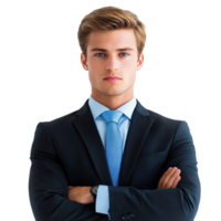 Professional young man in a suit with serious expression isolated on plain background png